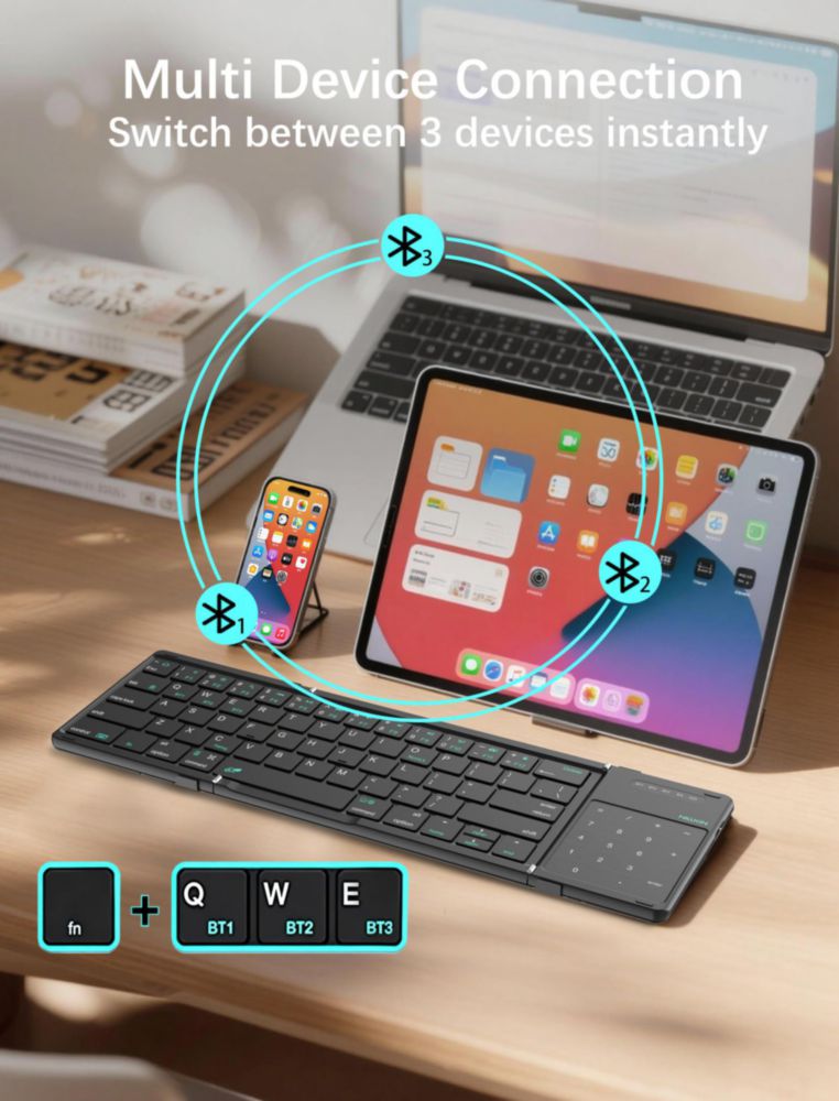 Teclado Bluetooth Plegable Nillkin con Touchpad y Teclado Numérico