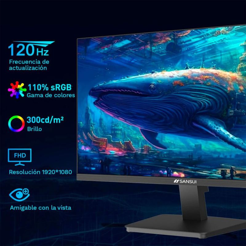 Monitor de Computadora IPS 27" Sansui ES-27F2 VGA (Cable HDMI incluido)