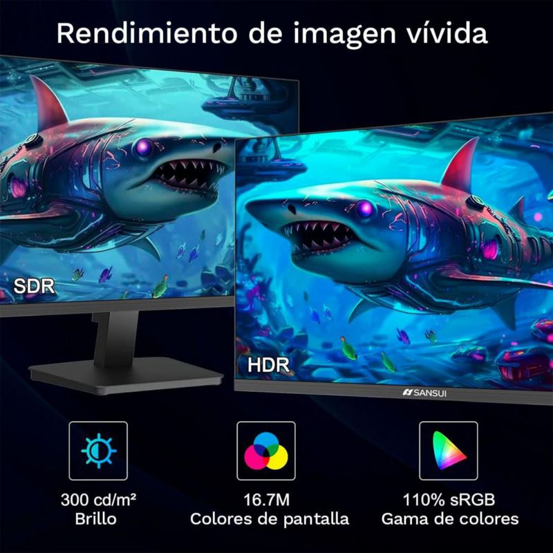 Monitor de Computadora IPS 27" Sansui ES-27F2 VGA (Cable HDMI incluido)