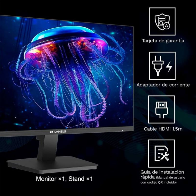 Monitor de Computadora IPS 27" Sansui ES-27F2 VGA (Cable HDMI incluido)
