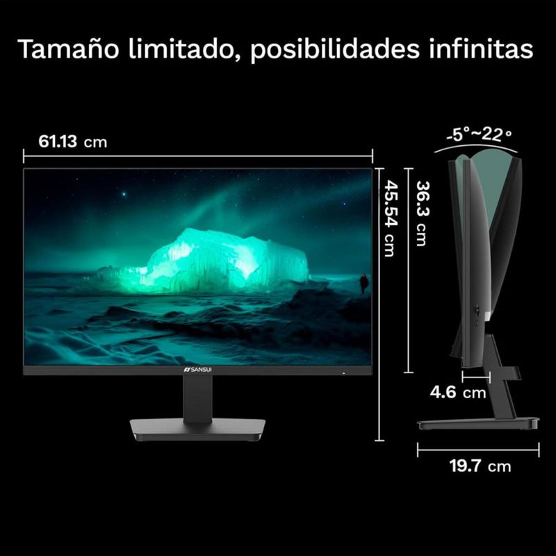 Monitor de Computadora IPS 27" Sansui ES-27F2 VGA (Cable HDMI incluido)