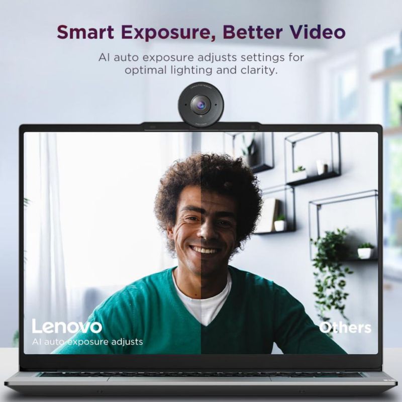 Cámara web Lenovo FHD 1080p resolución 30 fps con micrófono negra