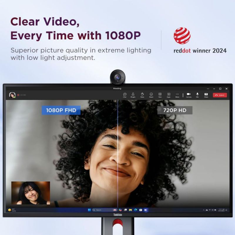 Cámara web Lenovo FHD 1080p resolución 30 fps con micrófono negra