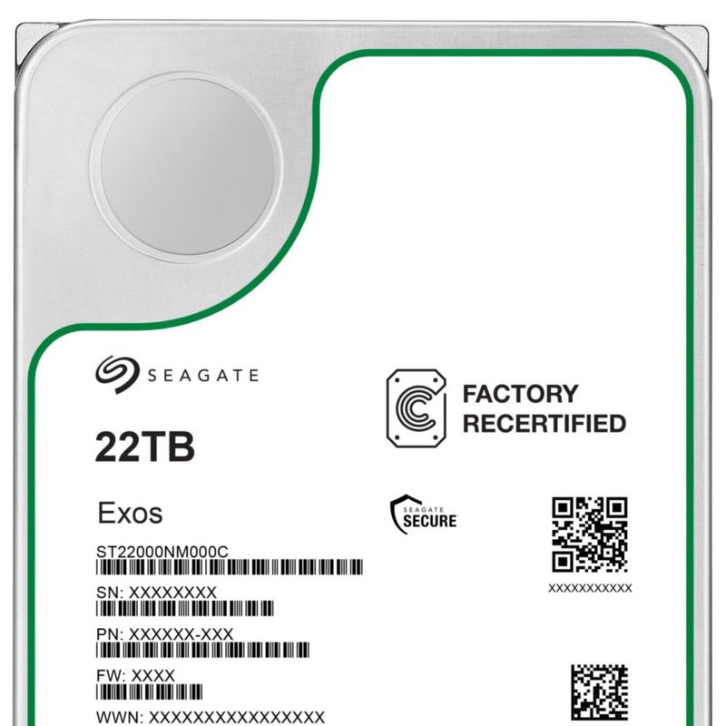 Disco Duro Reacondicionado Seagate Exos 22TB SATA 7200RPM HDD de 3.5"