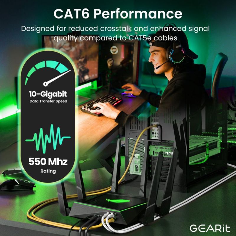 Cable Ethernet GearIt Cat 6 de 30 cm (1 pie) 100 unidades 10 Gbps RJ45