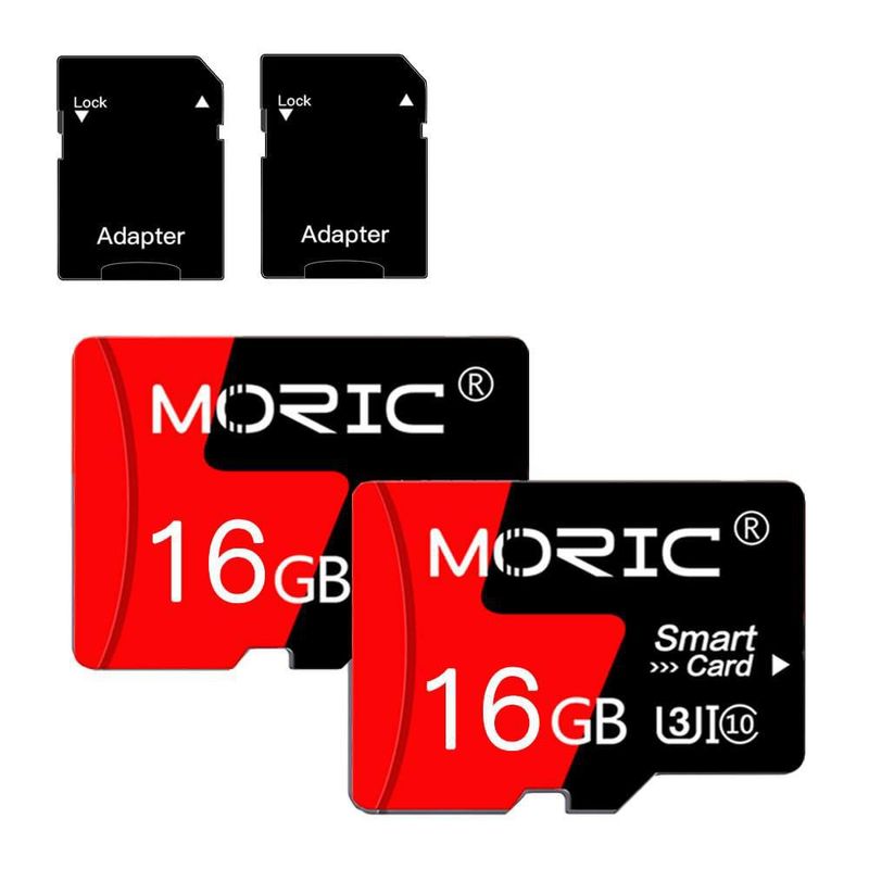 Tarjeta micro SD MORIC de 16 GB (paquete de 2) con adaptador de alta velocidad C10 A1