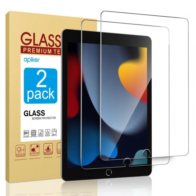 Protector de pantalla apiker para iPad 9 8 7 ª generación 10.2 pulgadas paquete de 2