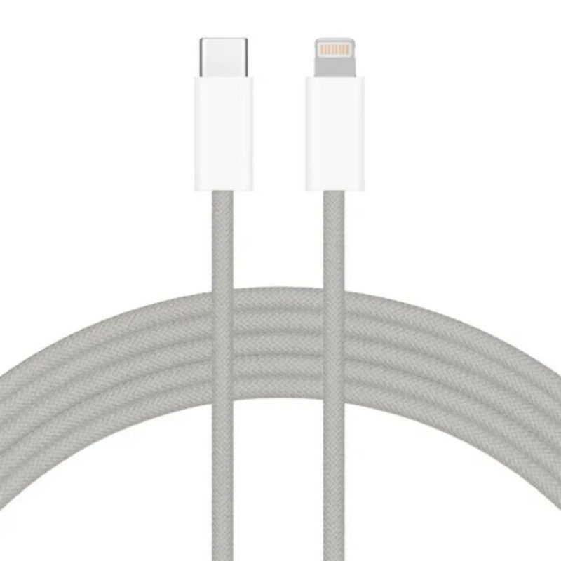 Mr. Gadgets Cable De Carga Rápida Nylon Trenzado Para Iphone, Cable Reforzado Para Transferencia De Datos, Cable Cargador Color Gris