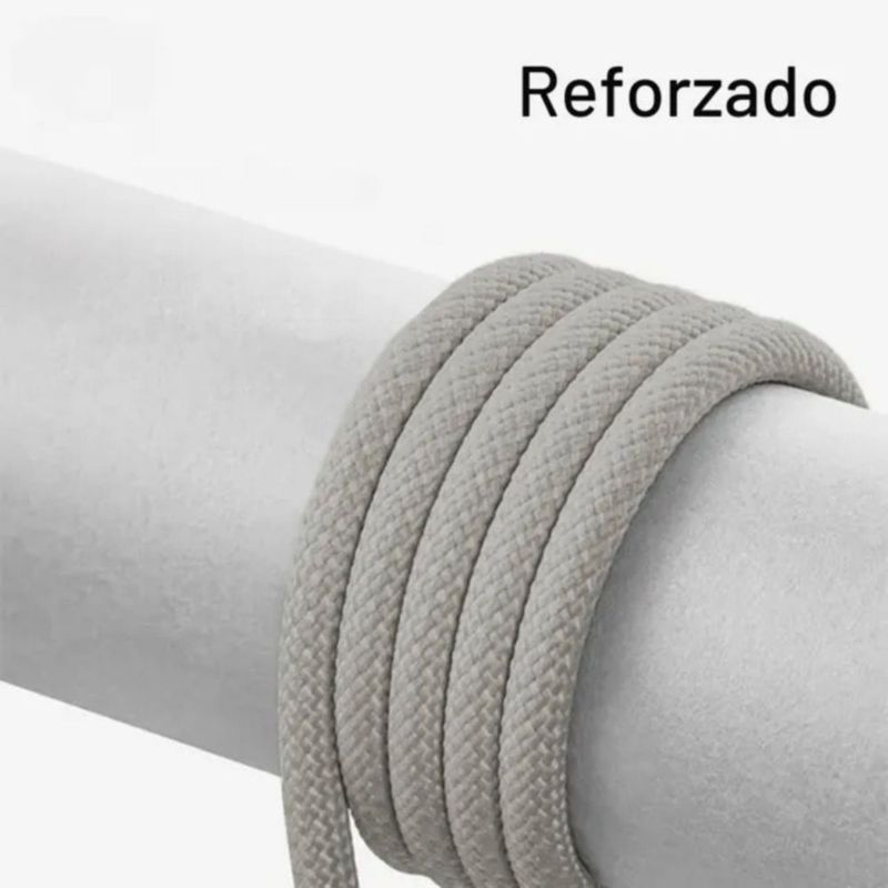 Mr. Gadgets Cable De Carga Rápida Nylon Trenzado Para Iphone, Cable Reforzado Para Transferencia De Datos, Cable Cargador Color Gris