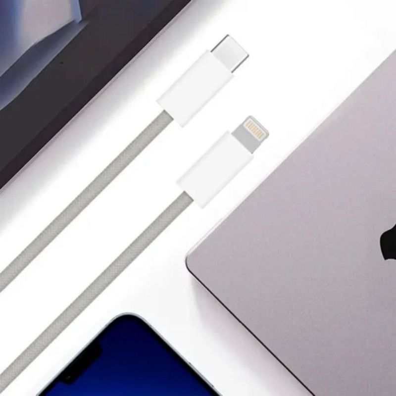 Mr. Gadgets Cable De Carga Rápida Nylon Trenzado Para Iphone, Cable Reforzado Para Transferencia De Datos, Cable Cargador Color Gris