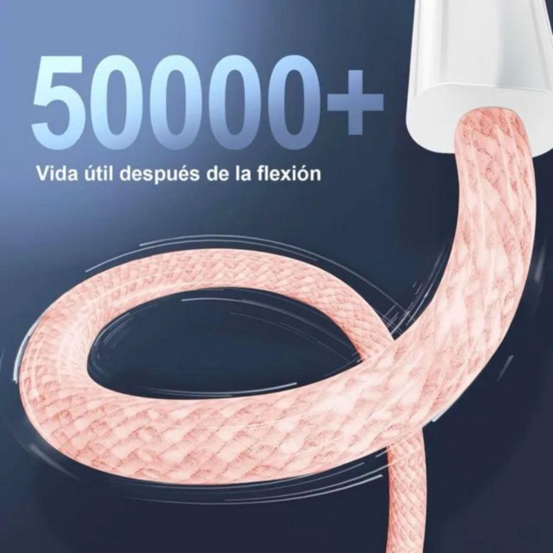 Mr. Gadgets Cable De Carga Rápida Nylon Trenzado Para Iphone, Cable Reforzado Para Transferencia De Datos, Cable Cargador Color Rosa