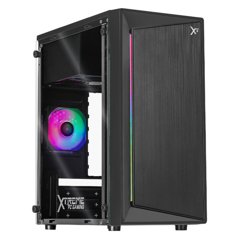 Gabinete xtreme pc squad mini torre 1 fan frgb 500w gris