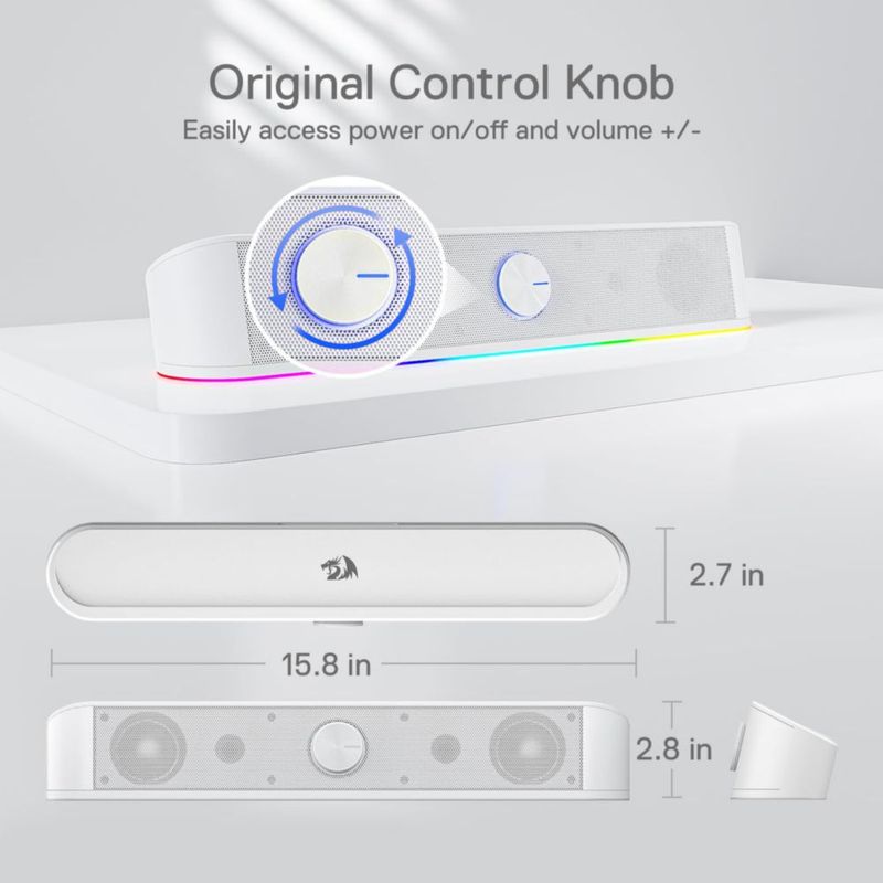Barra de sonido de sobremesa Redragon GS560 RGB 2.0 Canal Blanca