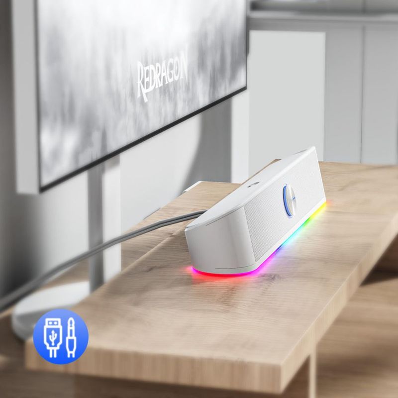 Barra de sonido de sobremesa Redragon GS560 RGB 2.0 Canal Blanca