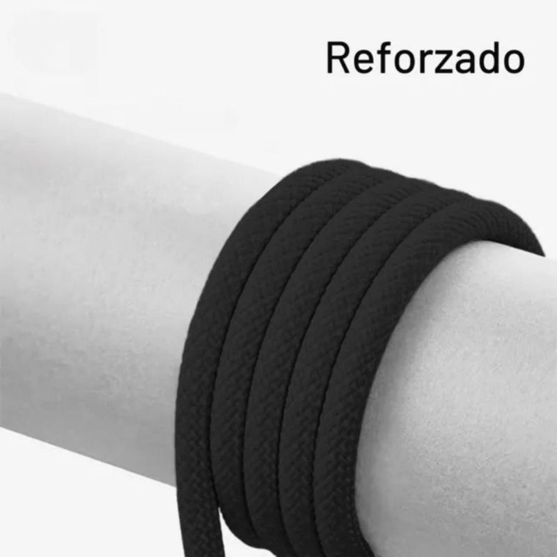 Mr. Gadgets Cable De Carga Rápida Nylon Trenzado Para Iphone, Cable Reforzado Para Transferencia De Datos, Cable Cargador Color Negro