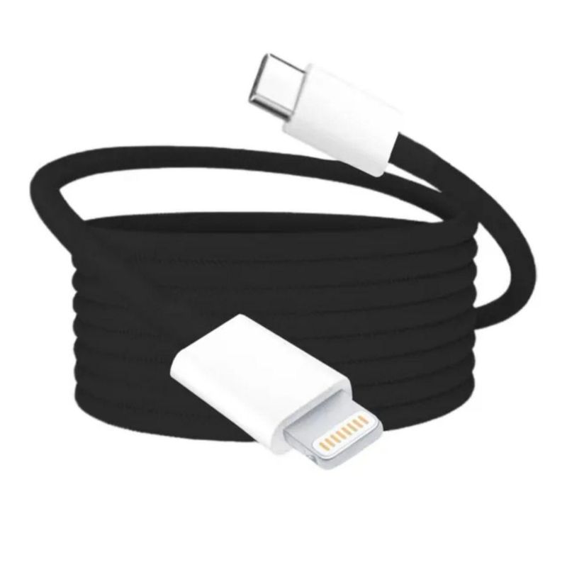 Mr. Gadgets Cable De Carga Rápida Nylon Trenzado Para Iphone, Cable Reforzado Para Transferencia De Datos, Cable Cargador Color Negro