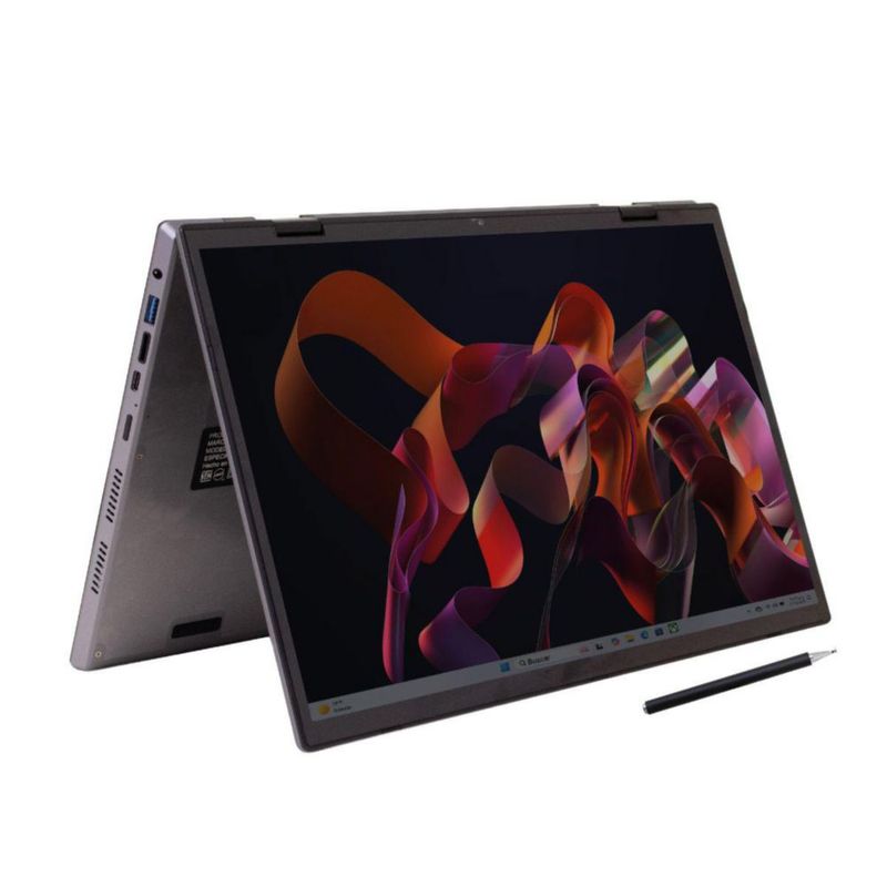 Laptop LM-140D Dual Screen 14+14” 2 en 1 Táctil 360°, Intel N95, 16GB RAM, 1TB SSD, Intel UHD, Wi-Fi, Bluetooth, HDMI, USB, Gris