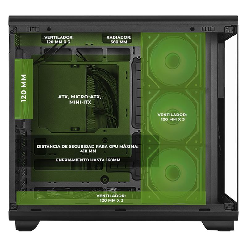 Gabinete dxt gaming titan x media torre 4 fan argb usb-c bk