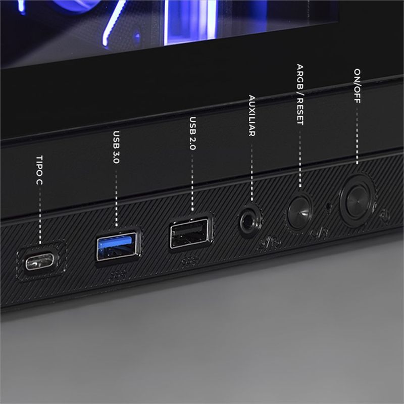 Gabinete dxt gaming titan x media torre 4 fan argb usb-c bk