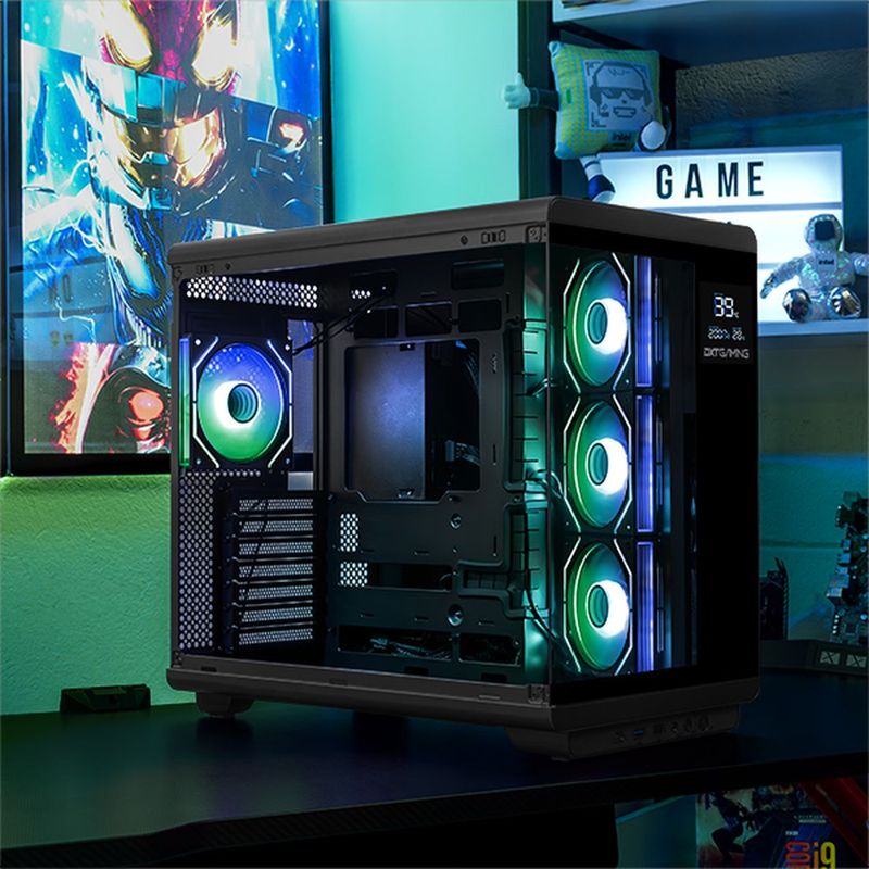Gabinete dxt gaming titan x media torre 4 fan argb usb-c bk