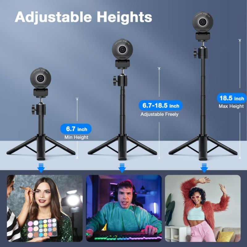 Cámara web EMEET SmartCam S800-4K con trípode para streaming