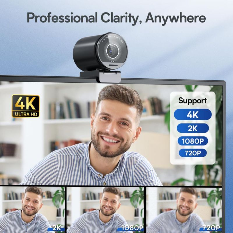 Cámara web EMEET SmartCam S800-4K con trípode para streaming