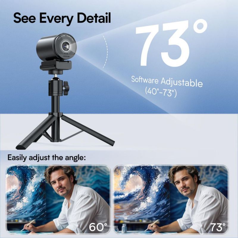 Cámara web EMEET SmartCam S800-4K con trípode para streaming