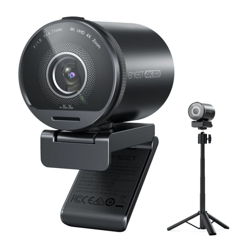 Cámara web EMEET SmartCam S800-4K con trípode para streaming