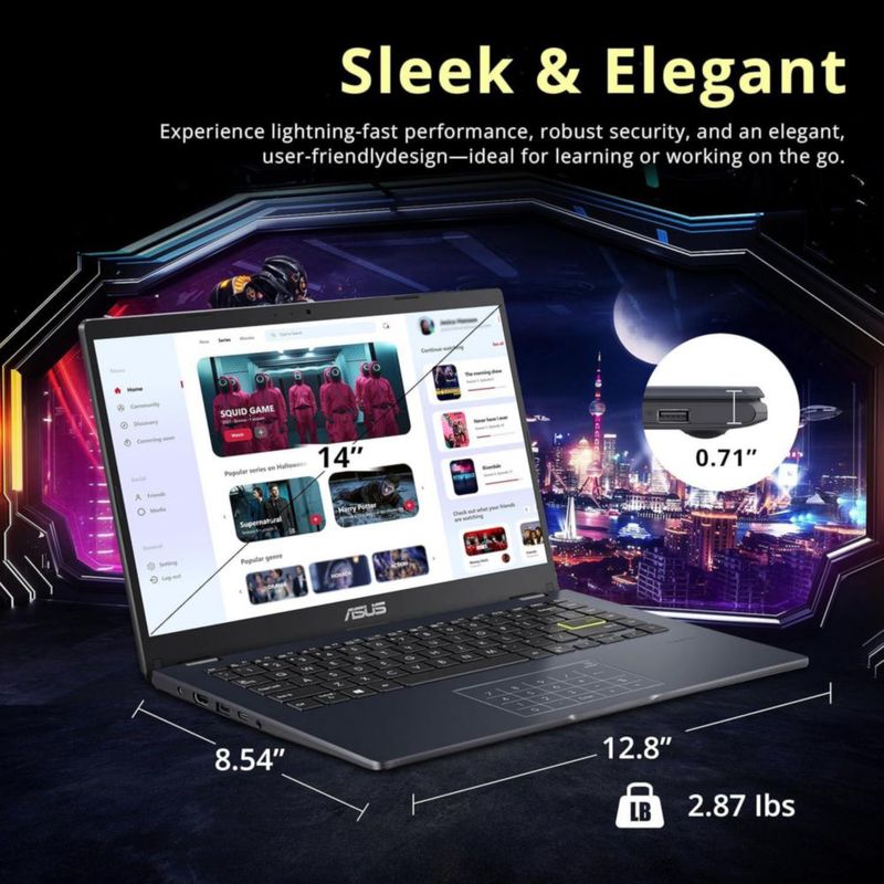 Ordenador portátil ASUS Vivobook go 14 FHD Intel Pentium N6000 de 4 GB de RAM