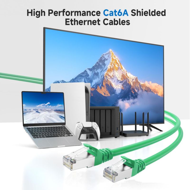 Cable Ethernet Matters Cat 6A de 150 pies verde sin enganches