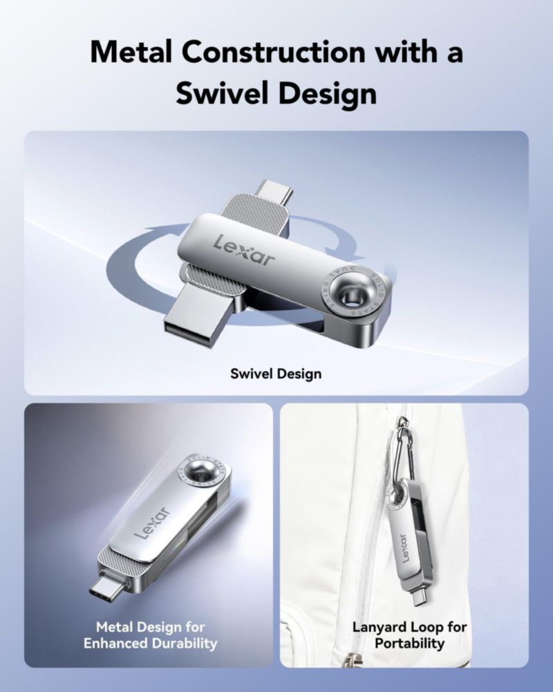 Unidad dual de estado sólido Lexar D50E 512 GB USB 3.2 Gen 1