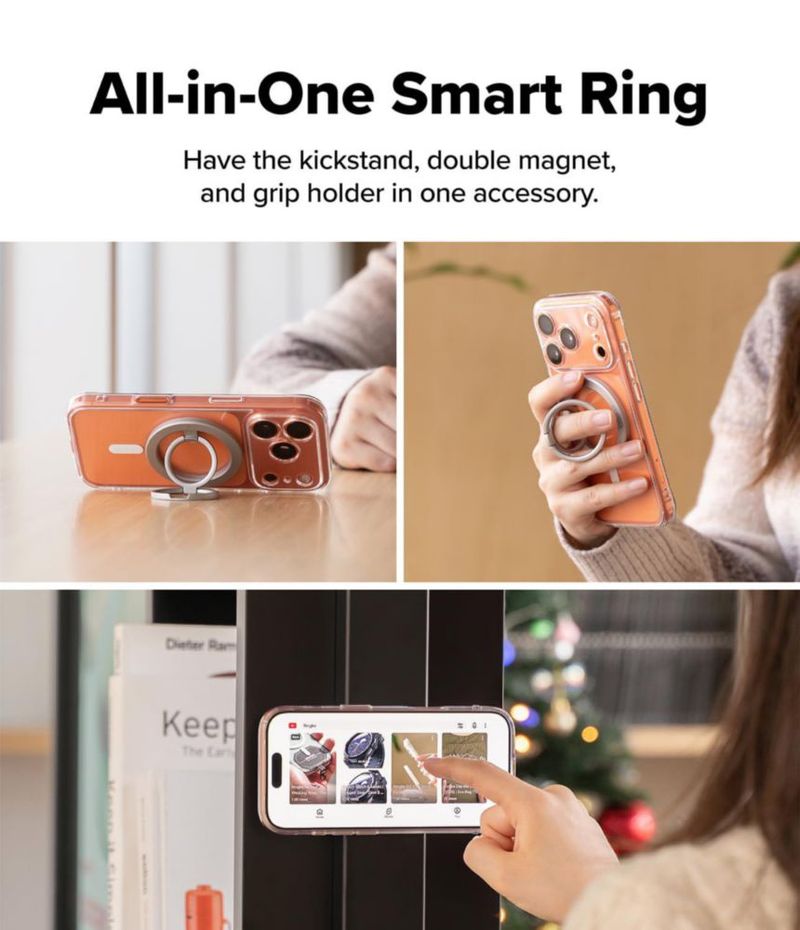 Anillo inteligente magnético dual Phone Grip Ringke plata satinada
