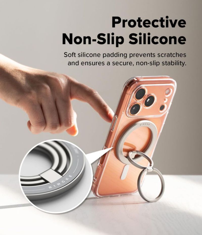 Anillo inteligente magnético dual Phone Grip Ringke plata satinada