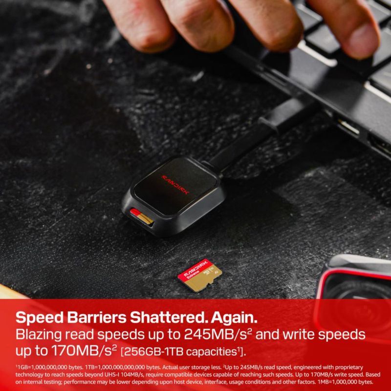 Tarjeta microSD Sandisk Extreme 512 GB UHS-I 245 MB/s de lectura 170 MB/s de escritura