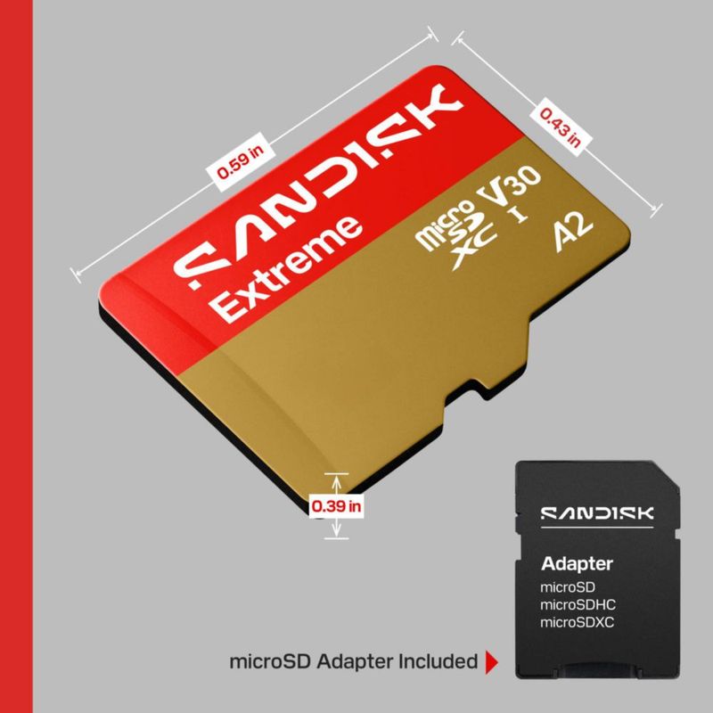Tarjeta microSD Sandisk Extreme 512 GB UHS-I 245 MB/s de lectura 170 MB/s de escritura