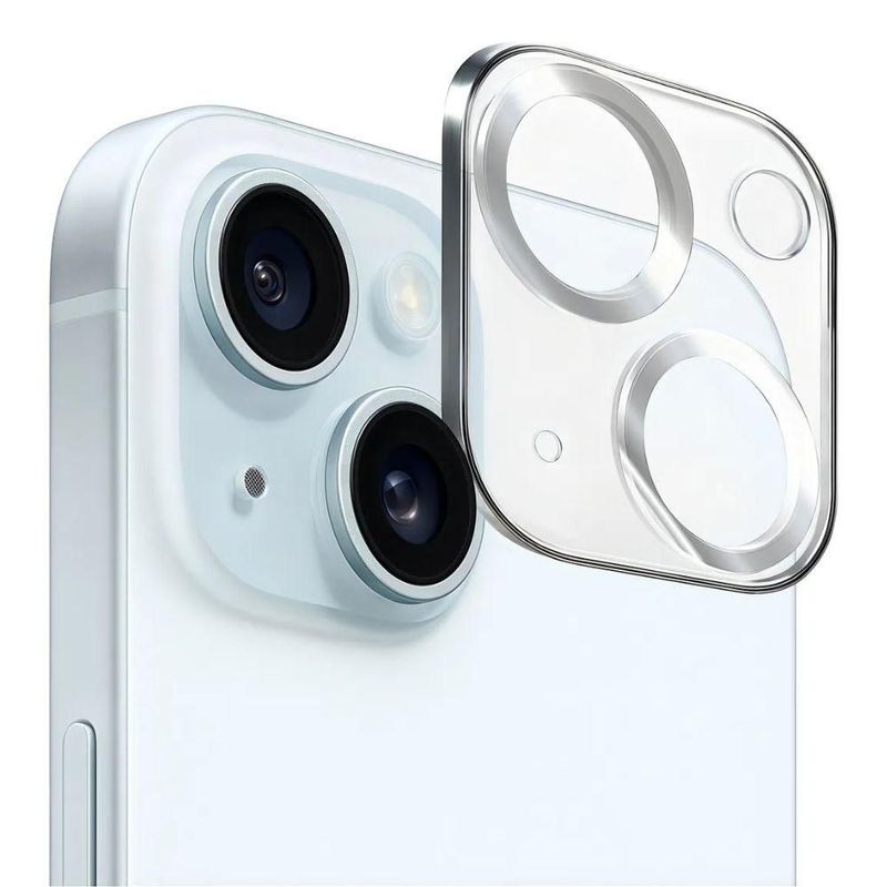 Mica De Cámara Cristal 9d Deluxe Para iPhone 15/15 Plus Plateado