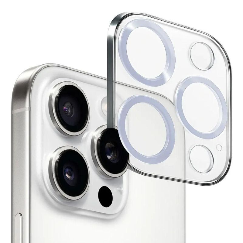 Mica Cámara Vidrio Templado Deluxe iPhone 16 Pro/Max Mr. Gadgets Plateado