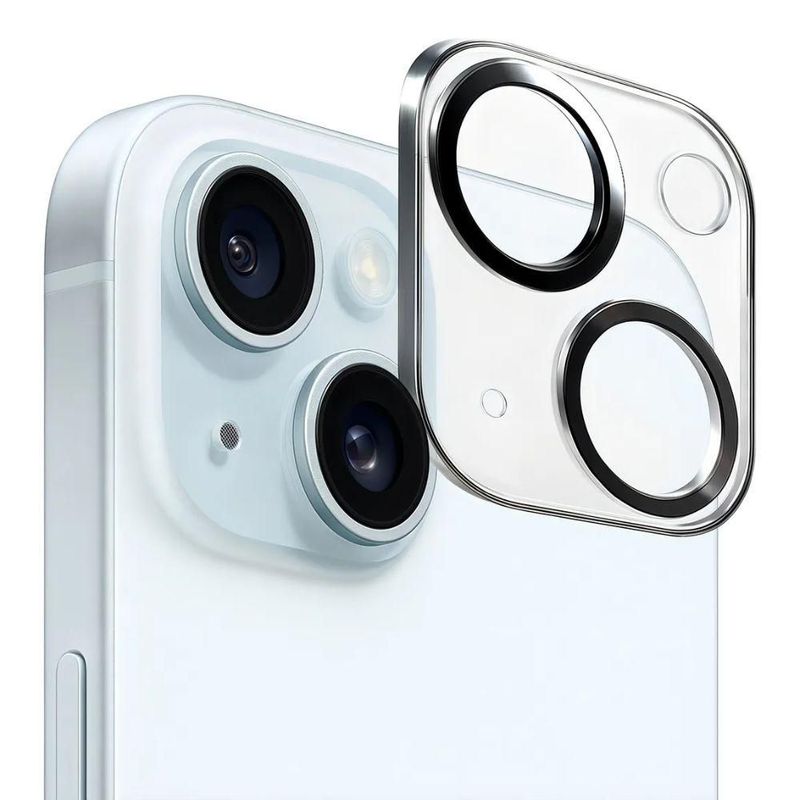 Mica De Cámara Cristal 9d Deluxe Para iPhone 15/15 Plus Plateado