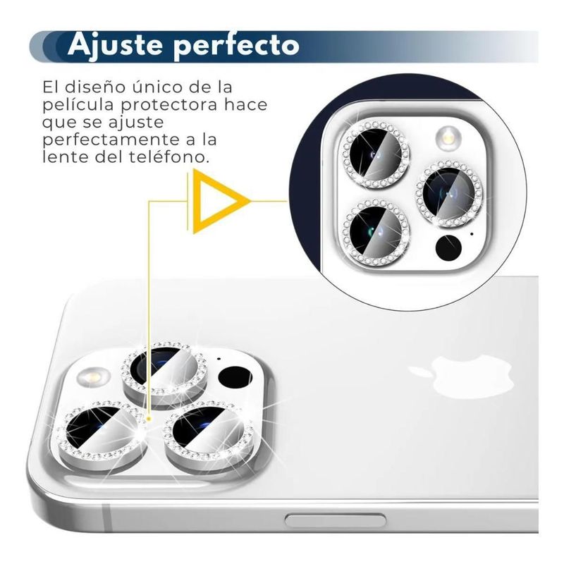 Mica Lente Aros Cámara Glitter Brillo Diamantes Para iPhone