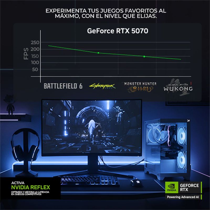 Xtreme pc rtx 5070 ryzen 9 16gb ddr5 1tb monitor 27 black