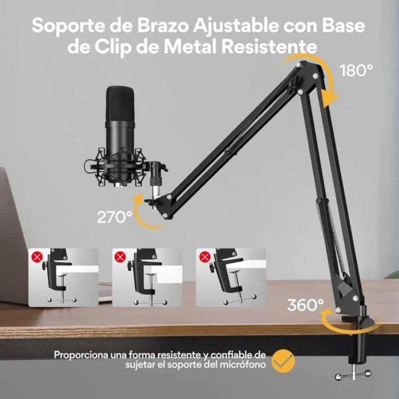 Micrófono Gamer Condensador Usb, Eptison 192khz / 24bit Kit