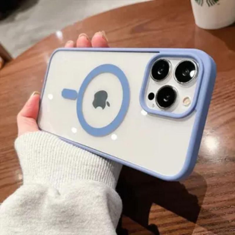 Funda Case Transparente Clear De Colores Para iPhone Magsafe