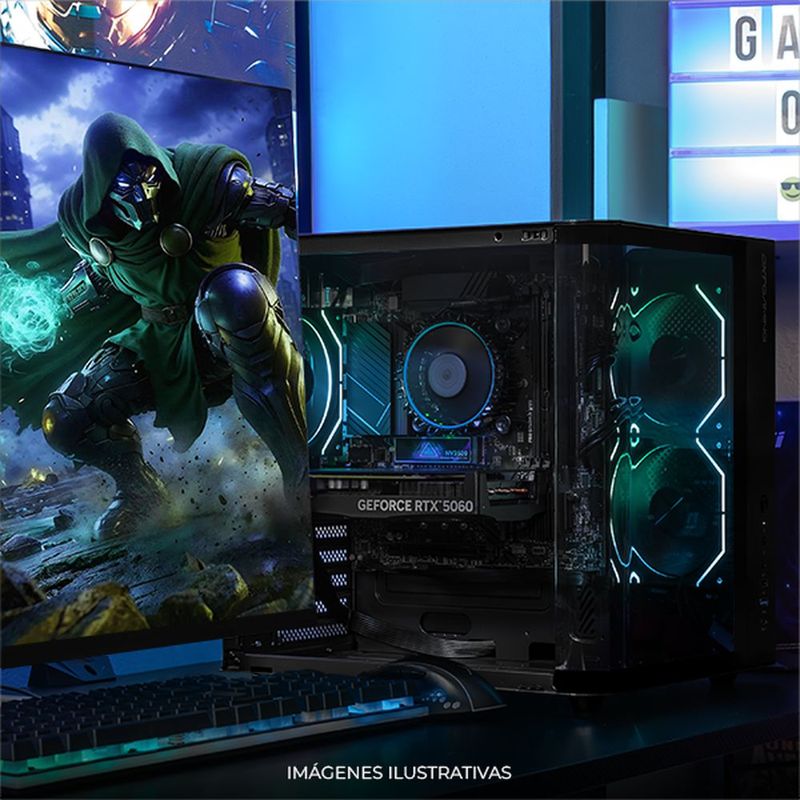 Pc gamer dxt rtx 5060 core i7 16gb ddr5 ssd 1tb monitor 27