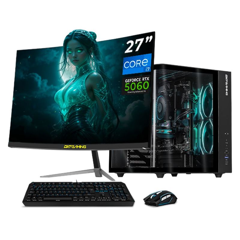 Pc gamer dxt rtx 5060 core i7 16gb ddr5 ssd 1tb monitor 27