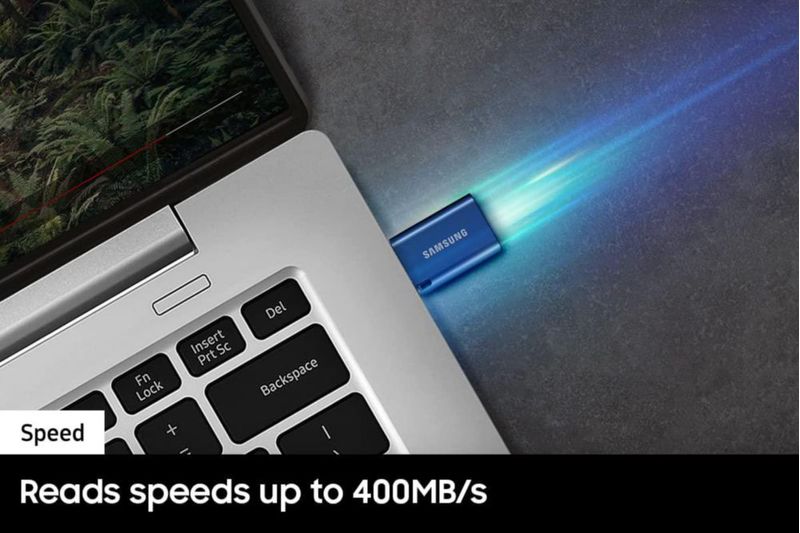 Unidad flash USB Samsung Type-C™ 256 GB 400 MB/s impermeable azul