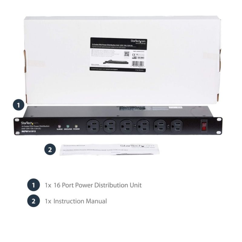 Unidad de distribución de energía StarTech.com RKPW161915 1U 16 Outlet
