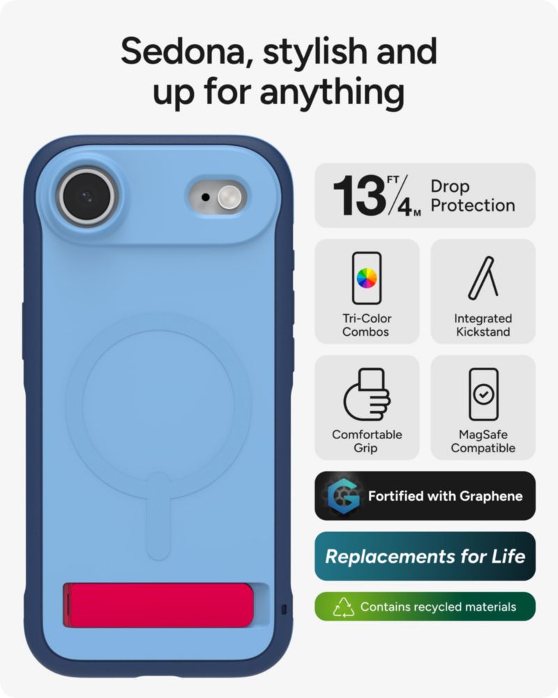 Funda ZAGG Sedona Snap para iPhone Air azul con soporte