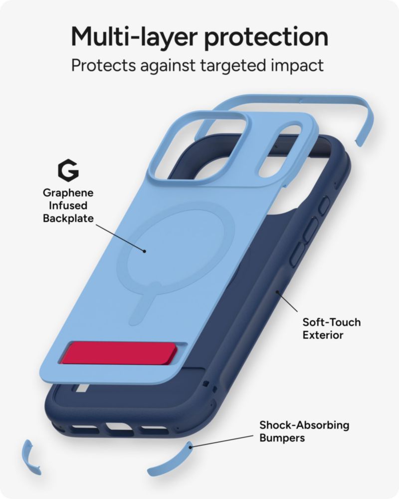 Funda ZAGG Sedona Snap para iPhone Air azul con soporte