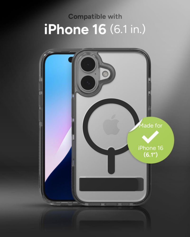 Funda ZAGG Santa Cruz para iPhone 16 con soporte negra