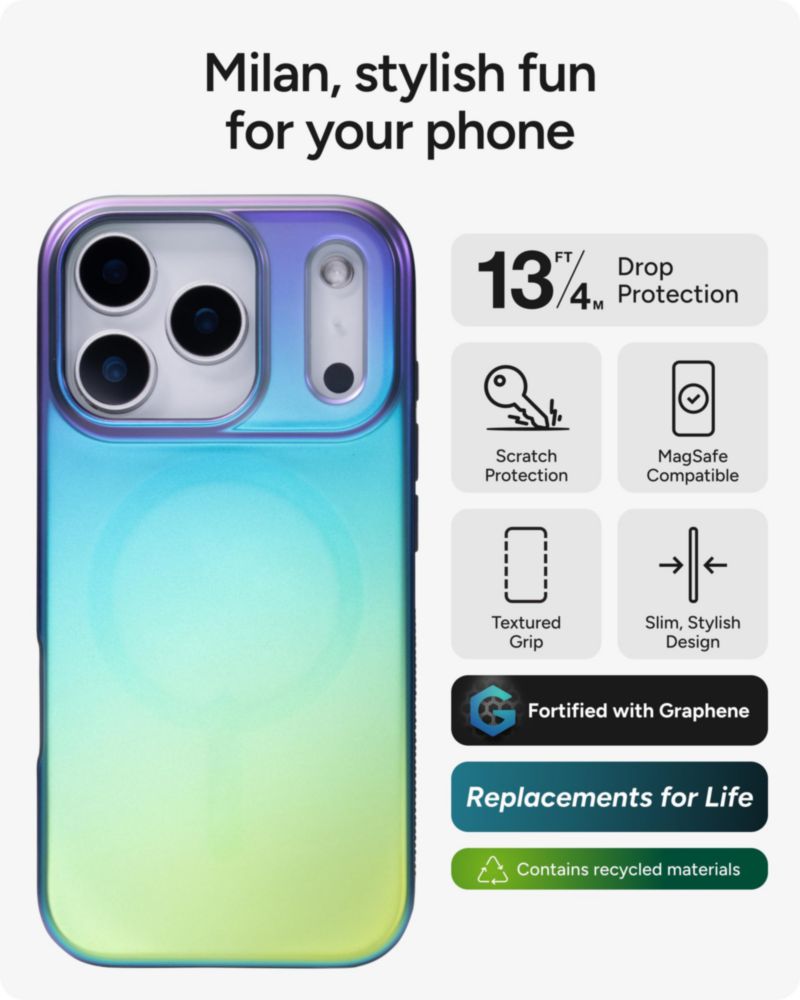 Funda ZAGG Milan Snap para iPhone 17 Pro con Graphene y protección contra caídas de 4 m